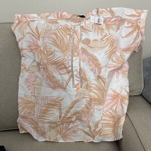 Ann Taylor Peach and White Floral Blouse